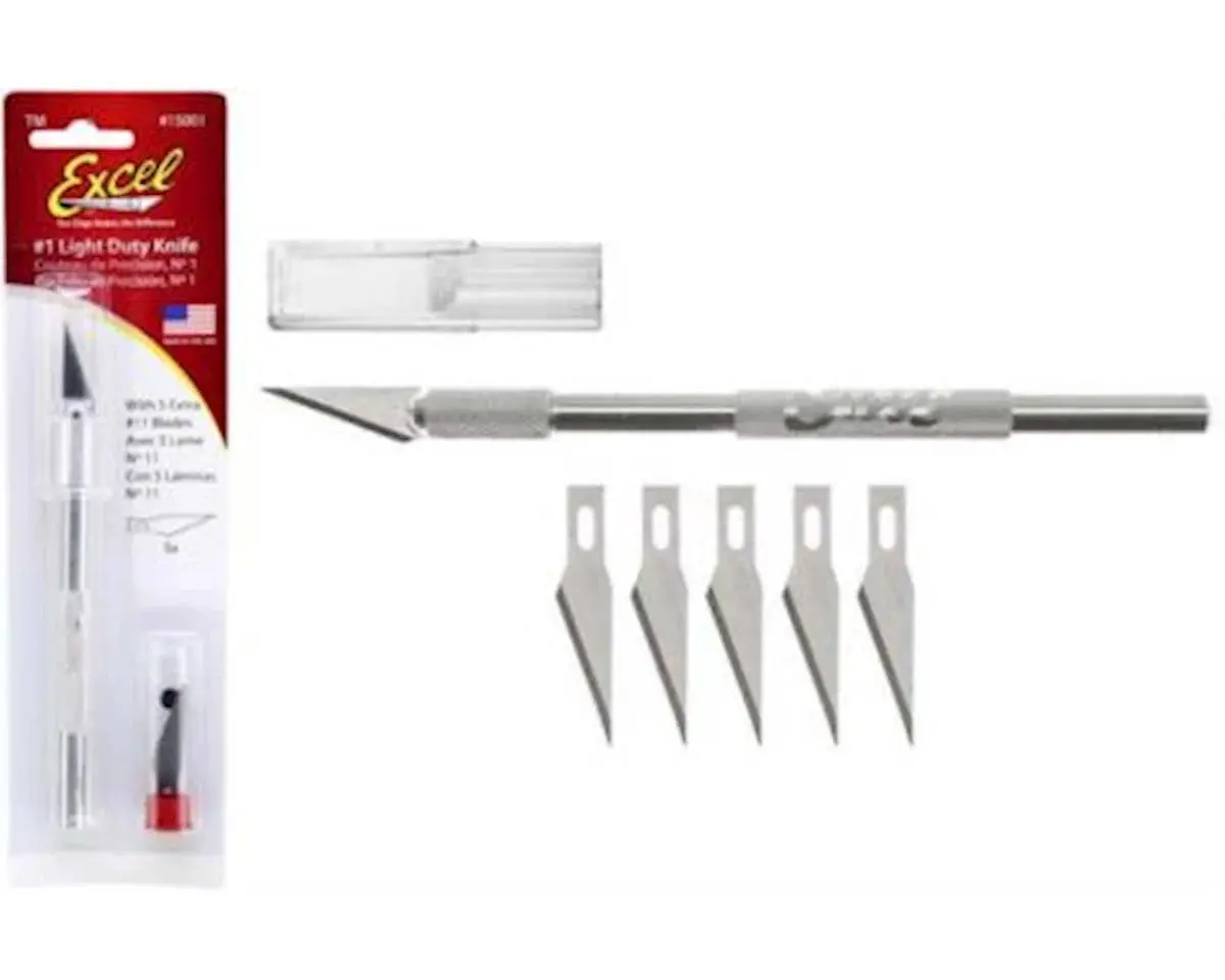 Excel K1 Light Duty Craft Hobby Knife W/(5) #11 Blades 1