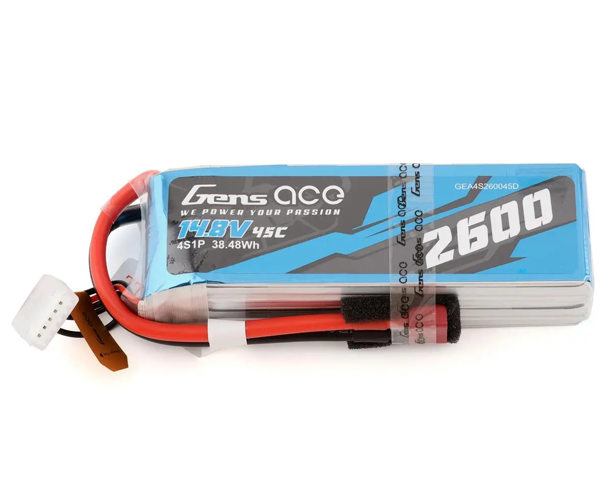 Gens Ace 4S Lipo Battery 45C (14.8V/2600Mah) W/Deans 1