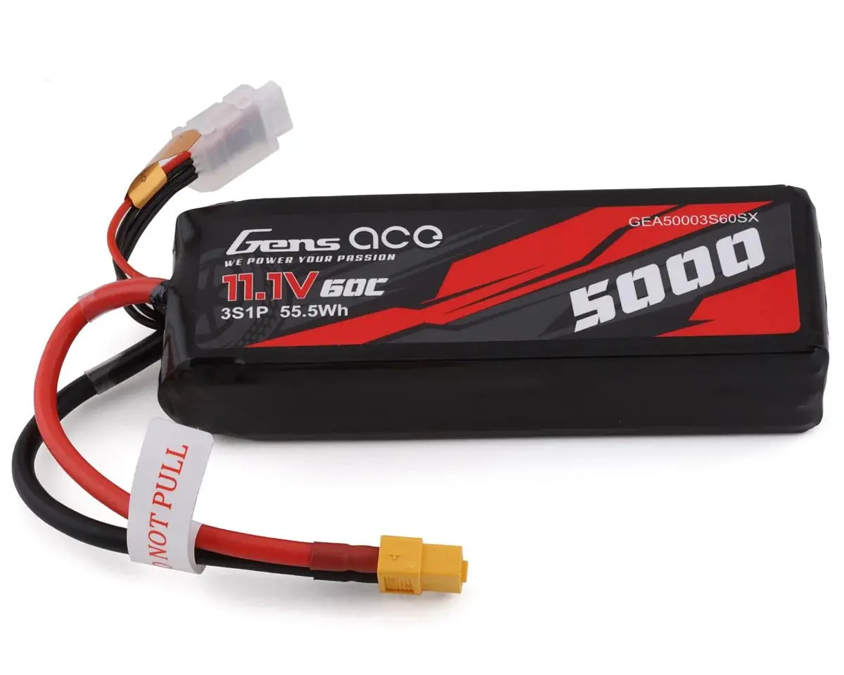 Gens Ace 3S Short-Size Lipo Battery 60C W/Xt-60 Connector (11.1V/5000Mah) 1