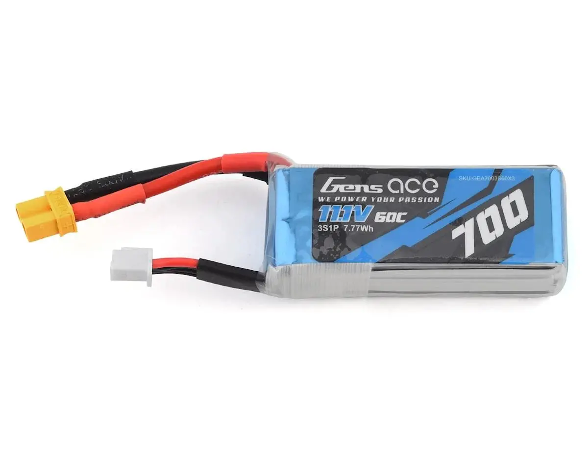 Gens Ace 3S Lipo Battery 60C (11.1V/700Mah) (Omp M2/Logo 200) W/Xt-30 Connector 1