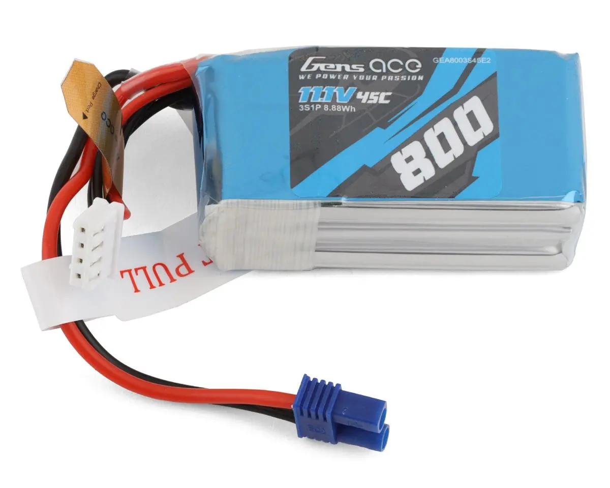 Gens Ace 3S Lipo Battery 45C (11.1V/800Mah) W/Ec2 Connector 1