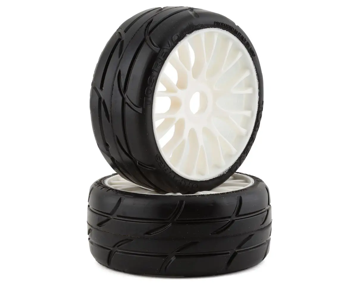 Grp Gt - To3 Revo Belted Pre-Mounted 1/8 Buggy Tires (White) (2) (Xm5) W/Rigid Wheel 1