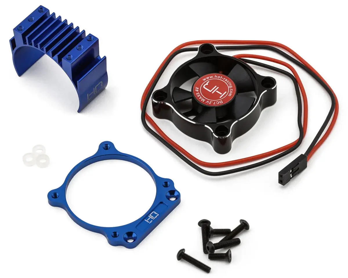 Hot Racing Aluminum Motor Heat Sink For Traxxas® Mini Maxx®/Xrt™ (Blue) W/35Mm Fan 1
