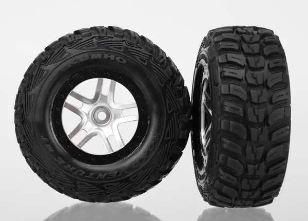 Traxxas Satin Chrome & Black Wheels W/ S1 Kumho Tires (2) 1