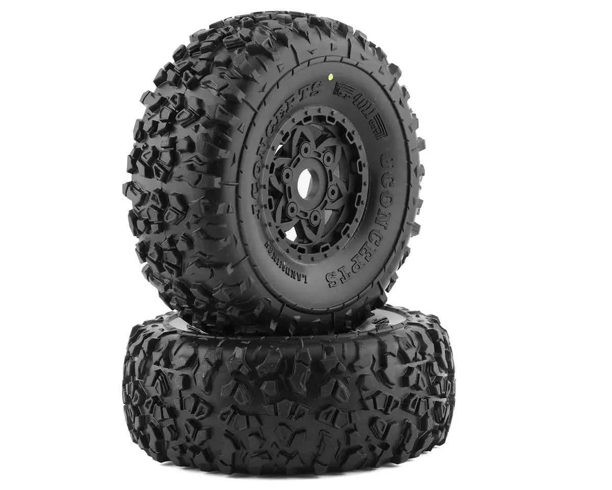 Jconcepts Mojave 6S Blx Pre-Mounted Landmines Tires W/Tremor Wheels (Black) (2) (Yellow) W/17Mm Hex 1