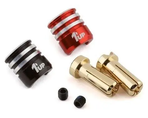1Up Racing Heatsink Bullet Plug Grips W/5Mm Bullets (Black/Red) 1