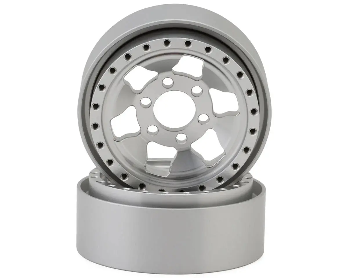 Reefs Rc 1/10 Granite 1.9" Rock Crawler Beadlock Wheels W/Hubs & Rings (Silver) (2) 1