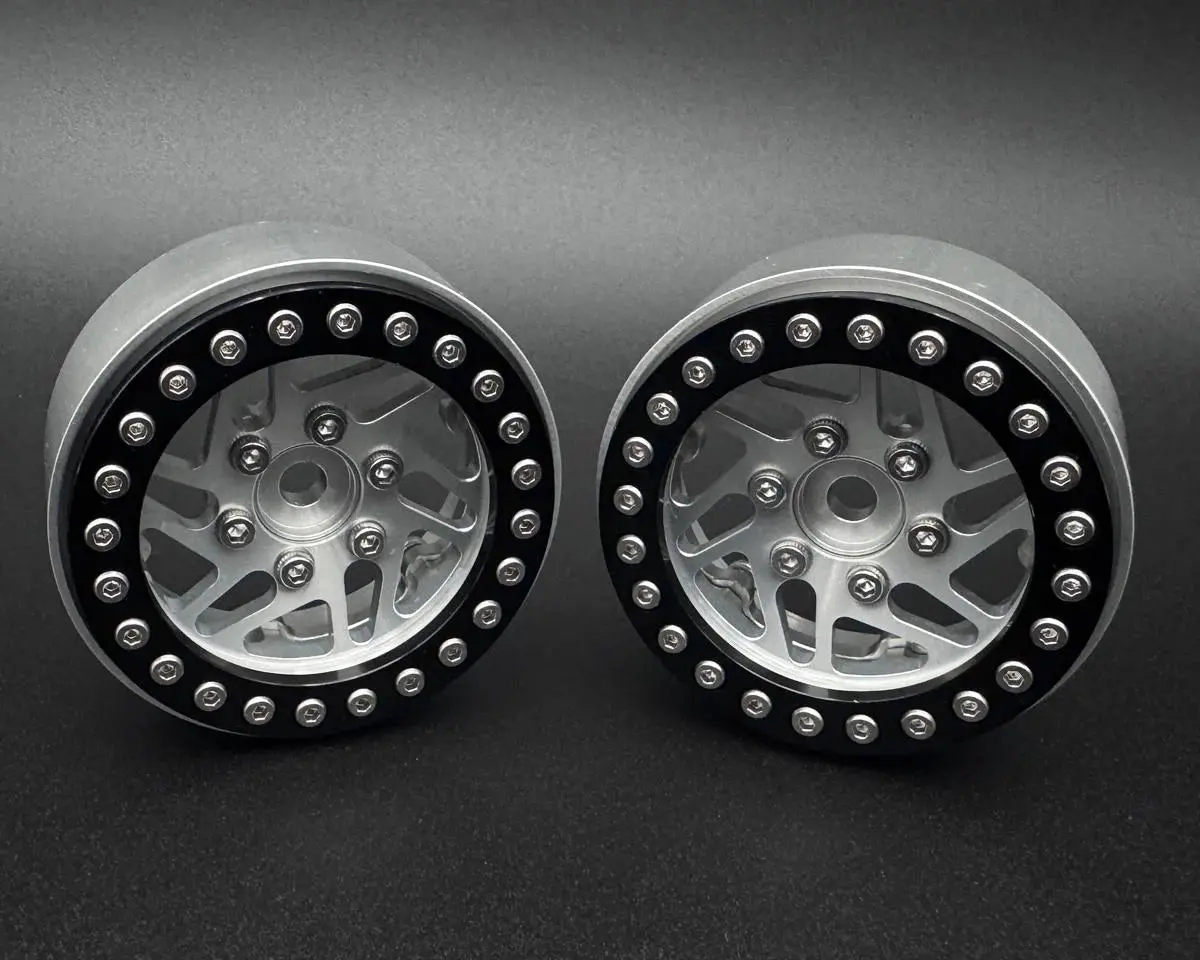 Reefs Rc Crossman 1.9" Aluminum Beadlock Wheels (Silver) (2) W/Reef Hubs & Rings 1