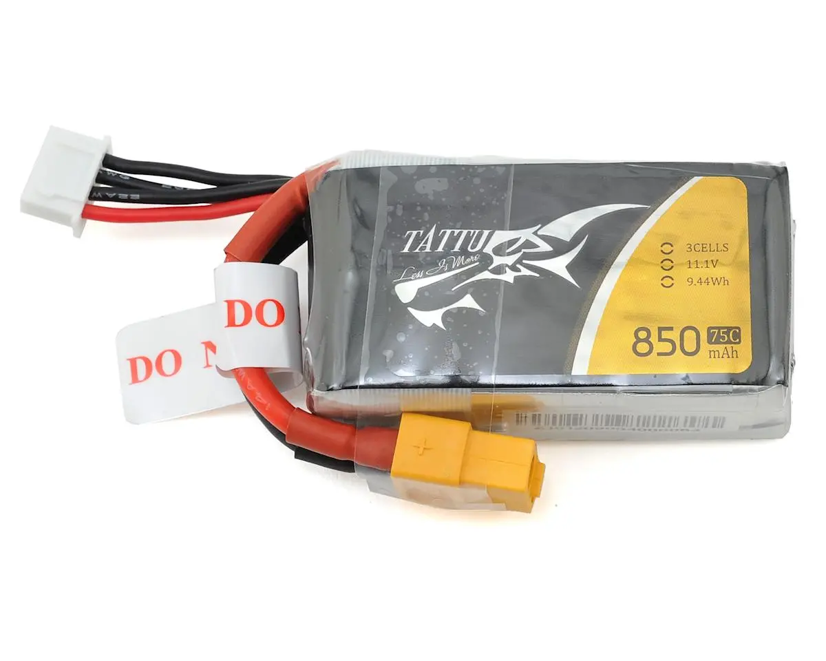 Tattu 3S Lipo Battery 75C (11.1V/850Mah) W/Xt-60 Connector 1