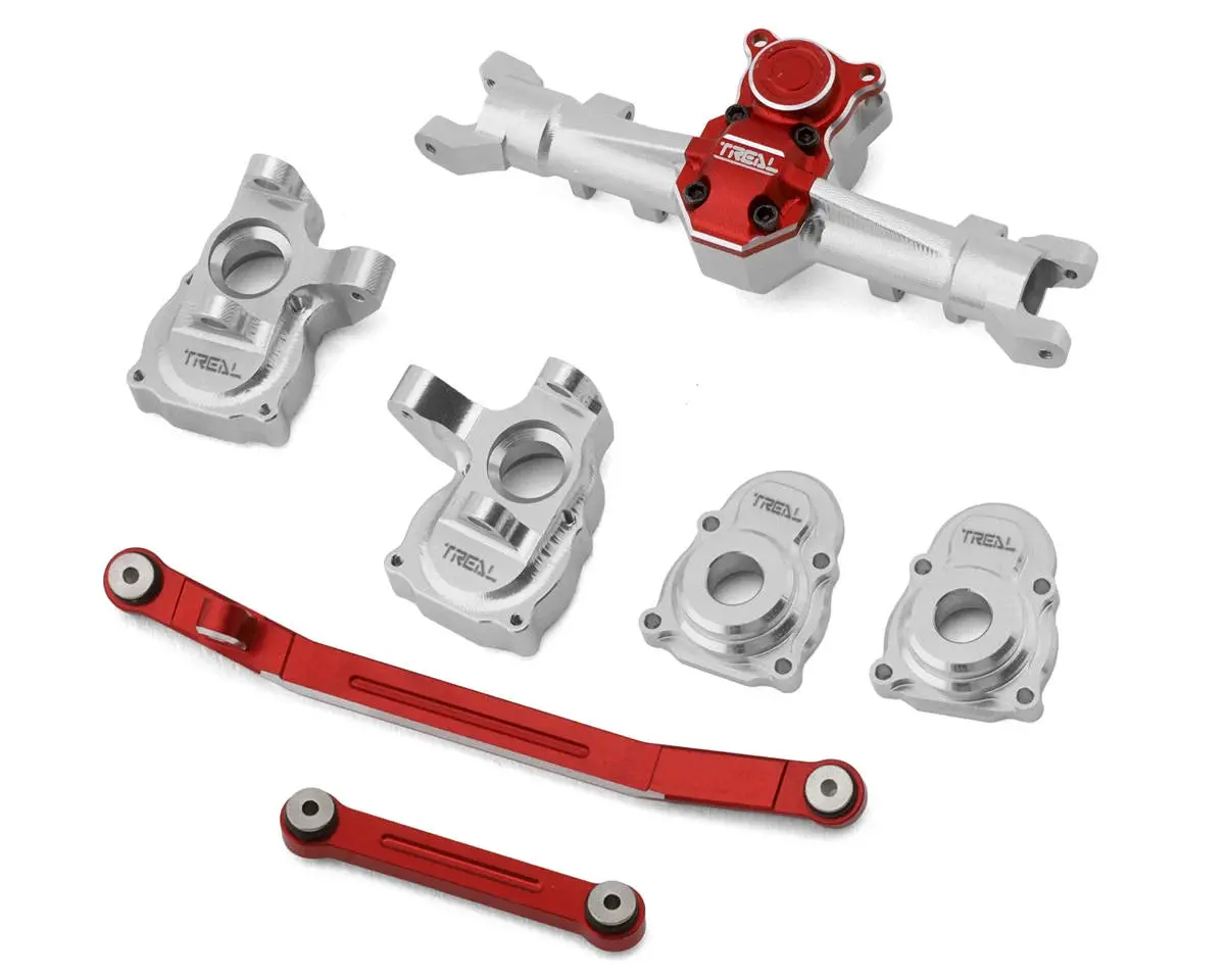Treal Hobby Axial Scx24 Front End Upgrade Kit (Silver/Red) 1