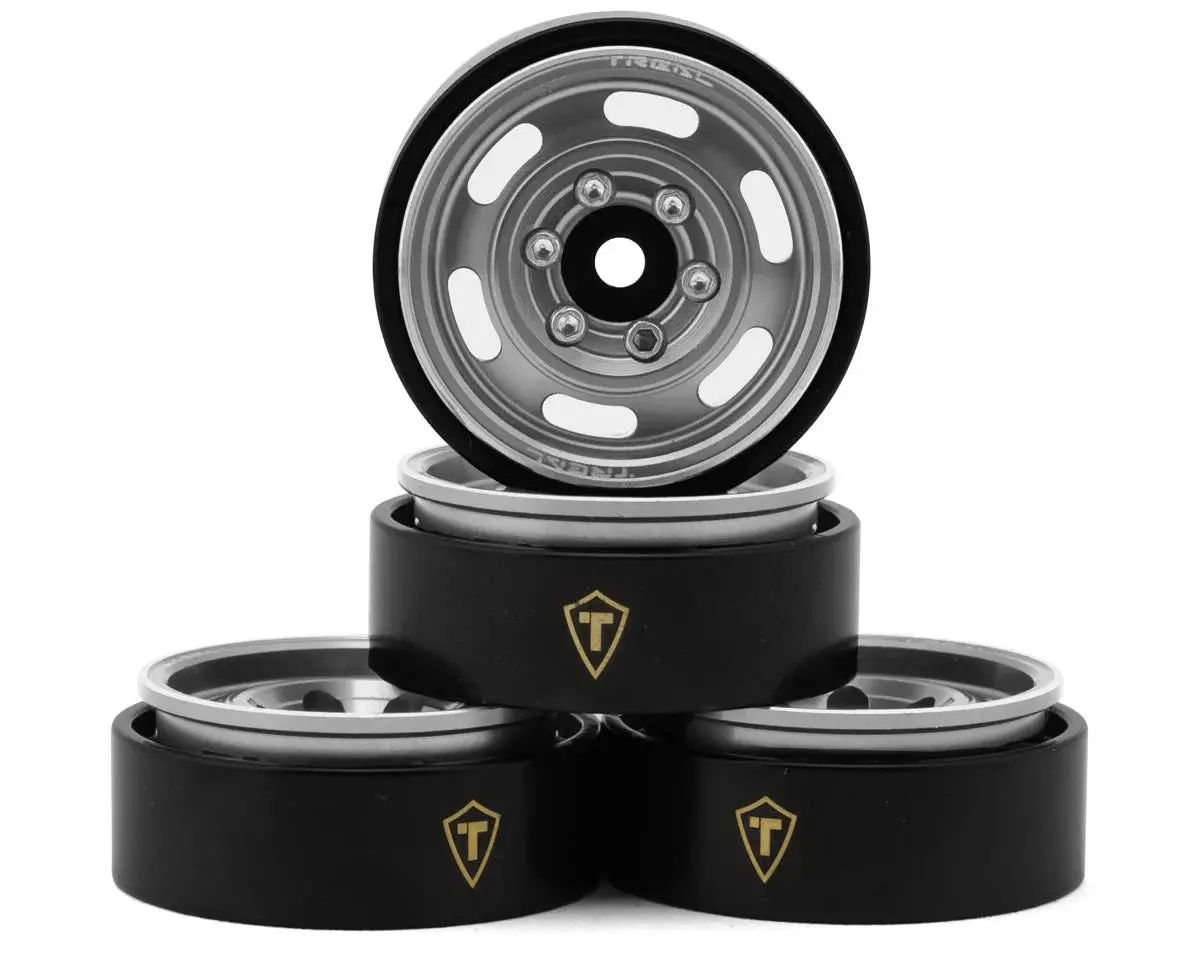 Treal Hobby Type E 1.0" 6-Slot Beadlock Wheels (Silver) (4) (21.9G) 1