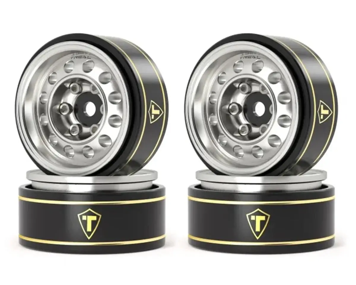 Treal Hobby Type K 1.0" 12-Hole Beadlock Classic Vintage Wagon Wheels (Silver) (4) (28.9G) 1
