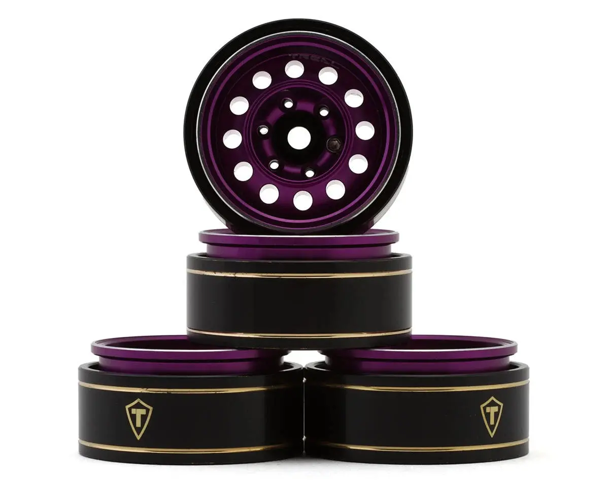 Treal Hobby Type K 1.0" 12-Hole Beadlock Classic Vintage Wagon Wheels (Purple) (4) (28.9G Ea) 1