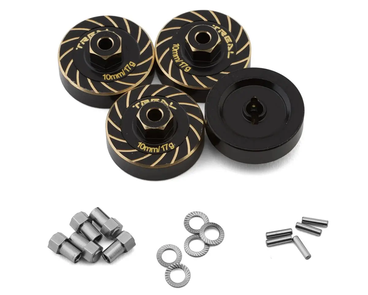 Treal Hobby Extended Brass Wheel Hub Hex For Traxxas Trx-4M (Black) (4) (17G) (+10Mm Offset) 1