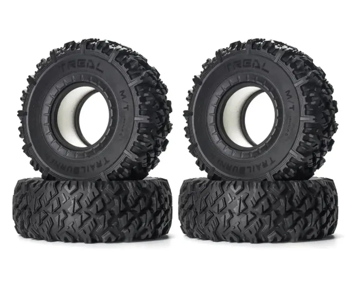 Treal Hobby Trailburner 1.9" Rubber Rock Crawler Tires (4) W/Foam Inserts 1