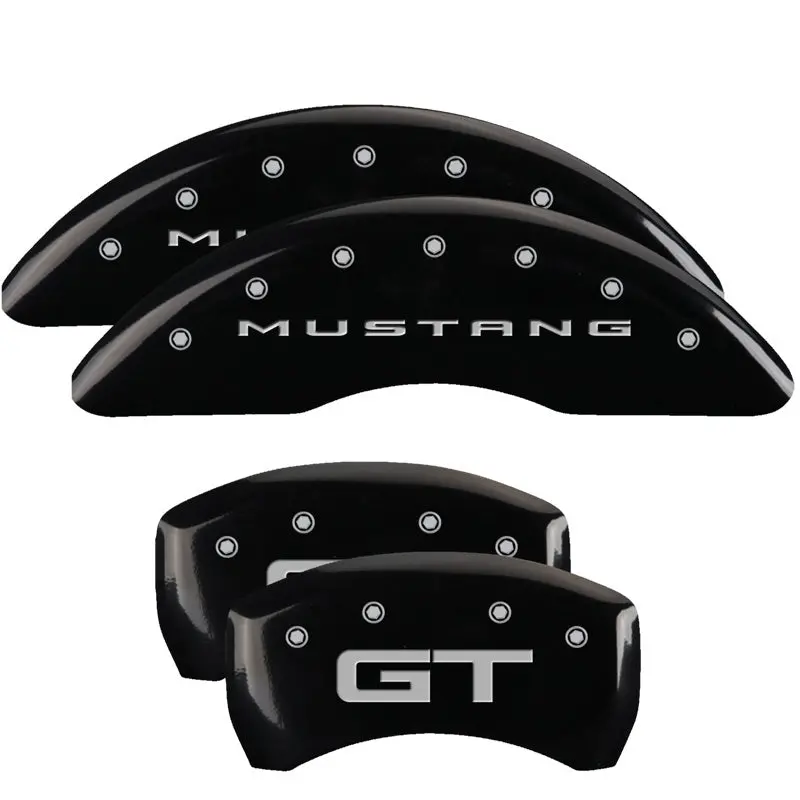 Mgp 4 Caliper Covers Engraved Front 2015/Mustang Engraved Rear 2015/Gt Black Finish Silver Ch 1
