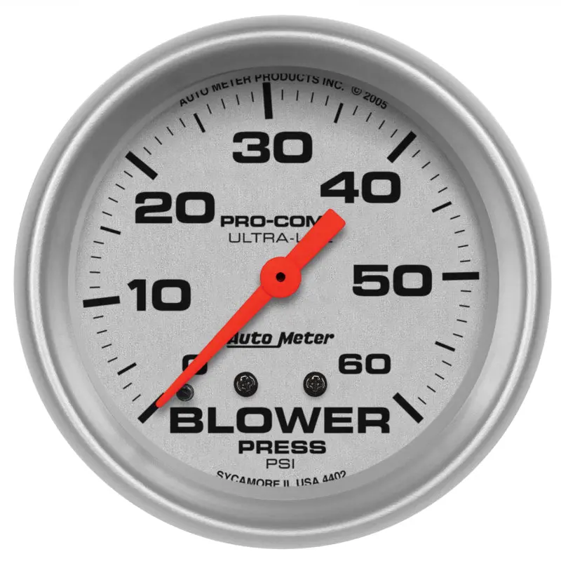 Autometer Ultra-Lite 2-5/8″ Mechanical Blower Pressure Gauge – 0–60 Psi Range 1